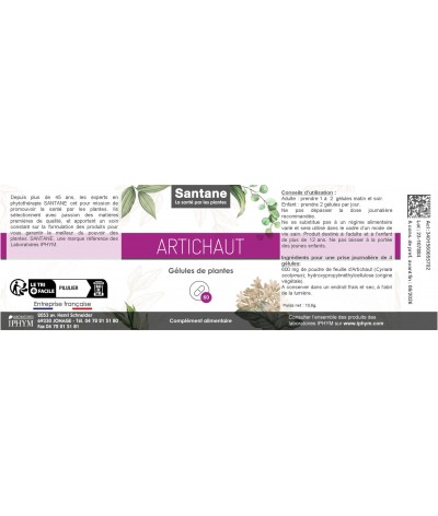 ARTICHAUT Gélules - SANTANE® - COMPLEMENT ALIMENTAIRE - PLANTES - PHYTOTHERAPIE