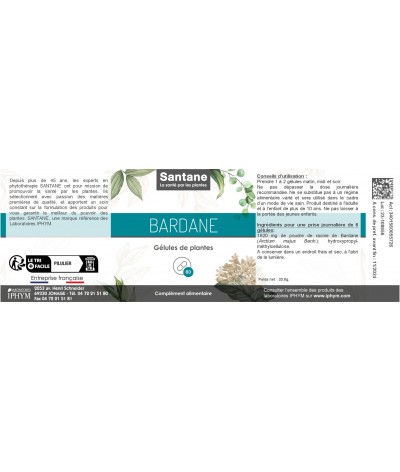 BARDANE Gélules - SANTANE® - COMPLEMENT ALIMENTAIRE - PHYTOTHERAPIE - PLANTES