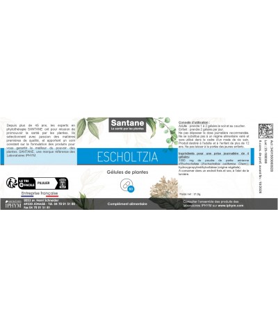 ESCHOLTZIA Gélules - SANTANE® - COMPLEMENT ALIMENTAIRE - SOMMEIL ET STRESS - PHYTOTHERAPIE