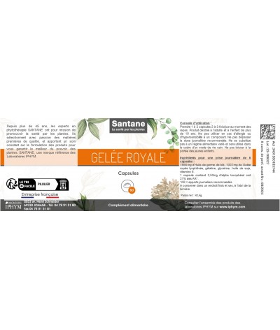 GELÉE ROYALE Capsules - SANTANE® - COMPLEMENT ALIMENTAIRE - PHYTOTHERAPIE - PLANTES