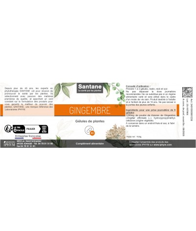 GINGEMBRE Gélules - SANTANE® - COMPLEMENT ALIMENTAIRE - PHYTOTHERAPIE - PLANTES