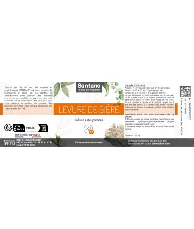 LEVURE DE BIÈRE Gélules - SANTANE® - COMPLEMENT ALIMENTAIRE - PHYTOTHERAPIE - PLANTES