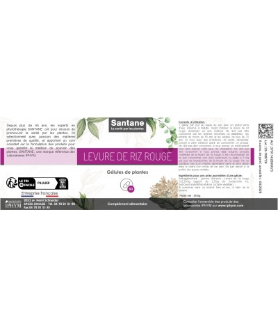 LEVURE DE RIZ ROUGE Gélules - SANTANE® - COMPLEMENT ALIMENTAIRE - PHYTOTHERAPIE - PLANTES