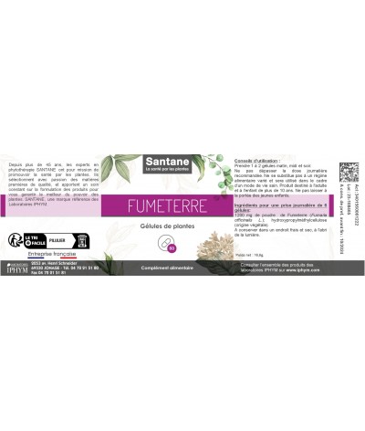 FUMETERRE Gélules - SANTANE® - COMPLEMENT ALIMENTAIRE - PHYTOTHERAPIE - PLANTES