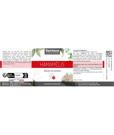 HAMAMÉLIS Gélules - SANTANE® - COMPLEMENT ALIMENTAIRE - PHYTOTHERAPIE - PLANTES