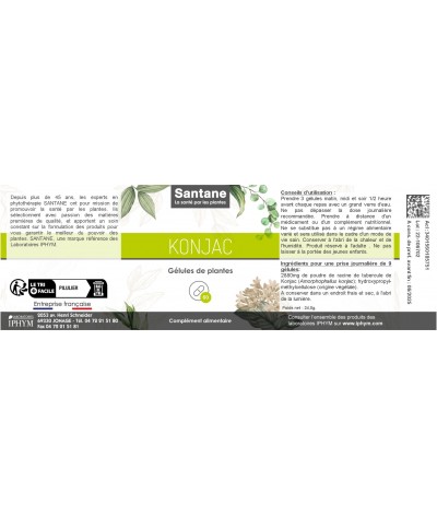 KONJAC Gélules - SANTANE® - COMPLEMENT ALIMENTAIRE - PHYTOTHERAPIE - PLANTES