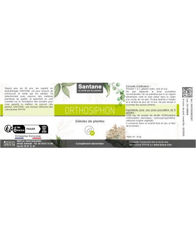 ORTHOSIPHON 270MG Gélules - SANTANE® - COMPLEMENT ALIMENTAIRE - PHYTOTHERAPIE - PLANTES