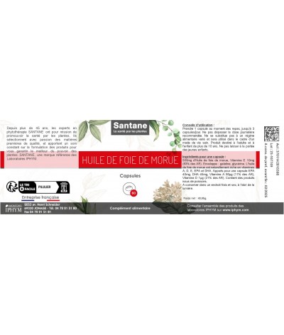 HUILE FOIE DE MORUE - Gélules - SANTANE - Phytothérapie - Plantes