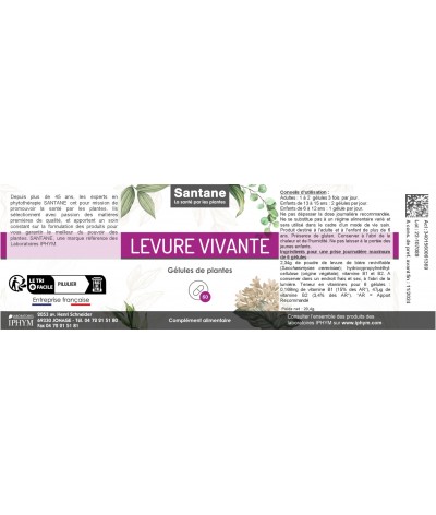 LEVURE VIVANTE GRANULE Gélules - SANTANE® - PHYTOTHERAPIE - PLANTES