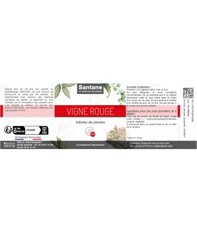 VIGNE ROUGE Gélules - SANTANE® - COMPLEMENT ALIMENTAIRE - PHYTOTHERAPIE - PLANTES