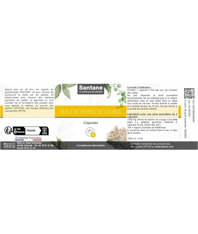 HUILE DE PÉPINS DE COURGE Capsules - SANTANE® - SANTANE - PHYTOTHERAPIE - PLANTES