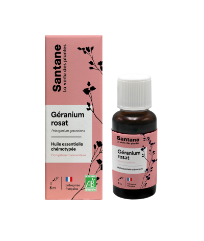 GERANIUM ROSAT Huile essentielle - SANTANE® - PHYTOTHERAPIE - AROMATHERAPIE - PLANTES - SANTE NATURELLLE