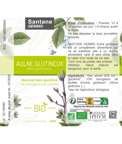 AULNE GLUTINEUX Macérat glycériné - SANTANE® - COMPLEMENT ALIMENTAIRE - PHYTOTHERAPIE - PLANTES