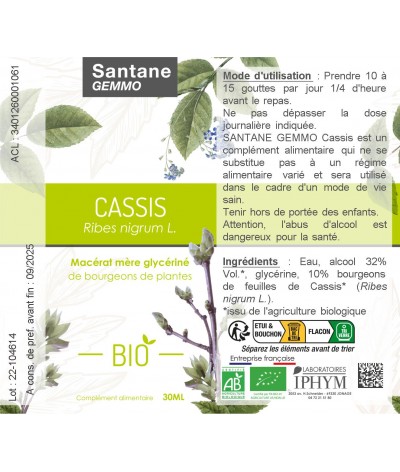 CASSIS Macérat glycériné - SANTANE® - COMPLEMENT ALIMENTAIRE - PHYTOTHERAPIE - PLANTES