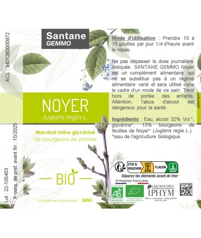 NOYER Macérat glycériné - SANTANE® - COMPLEMENT ALIMENTAIRE - PHYTOTHERAPIE - PLANTES