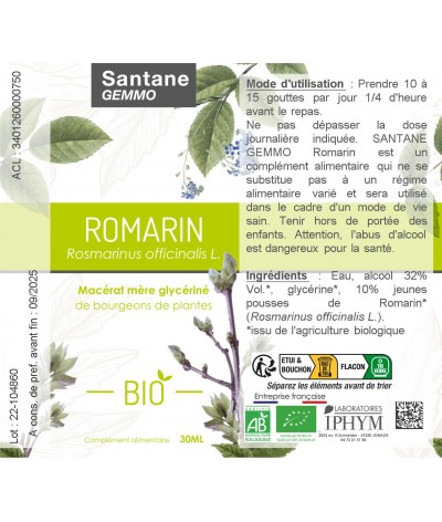ROMARIN Macérat glycériné - SANTANE® - GEMMOTHERAPIE - PHYTOTHERAPIE - BOURGEONS - PLANTES